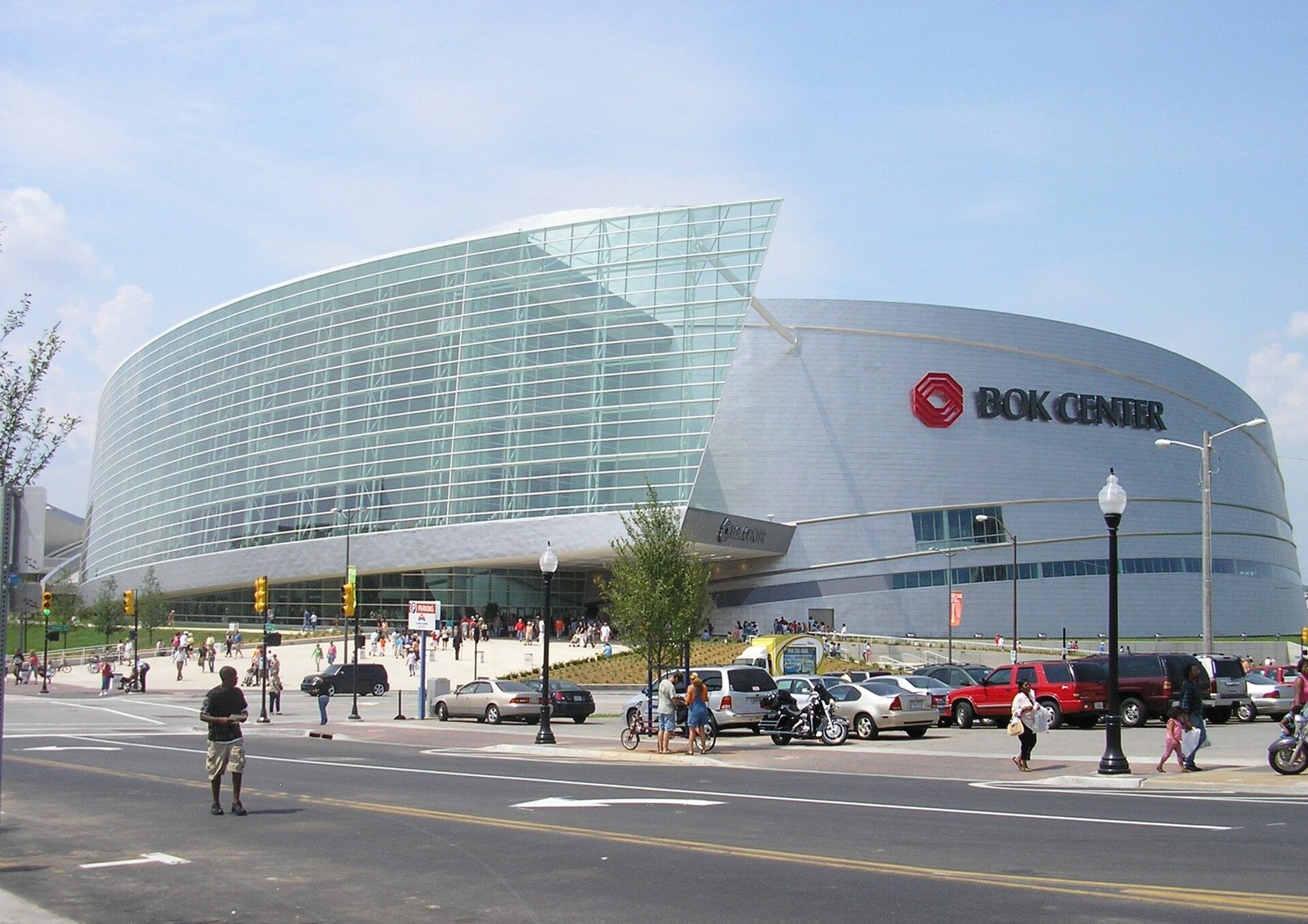 BOK Center exterior at street level in downtown Tulsa