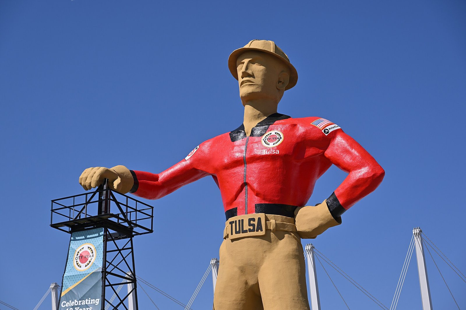 The Golden Driller statue at Expo Square